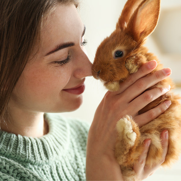 woman holding bunny